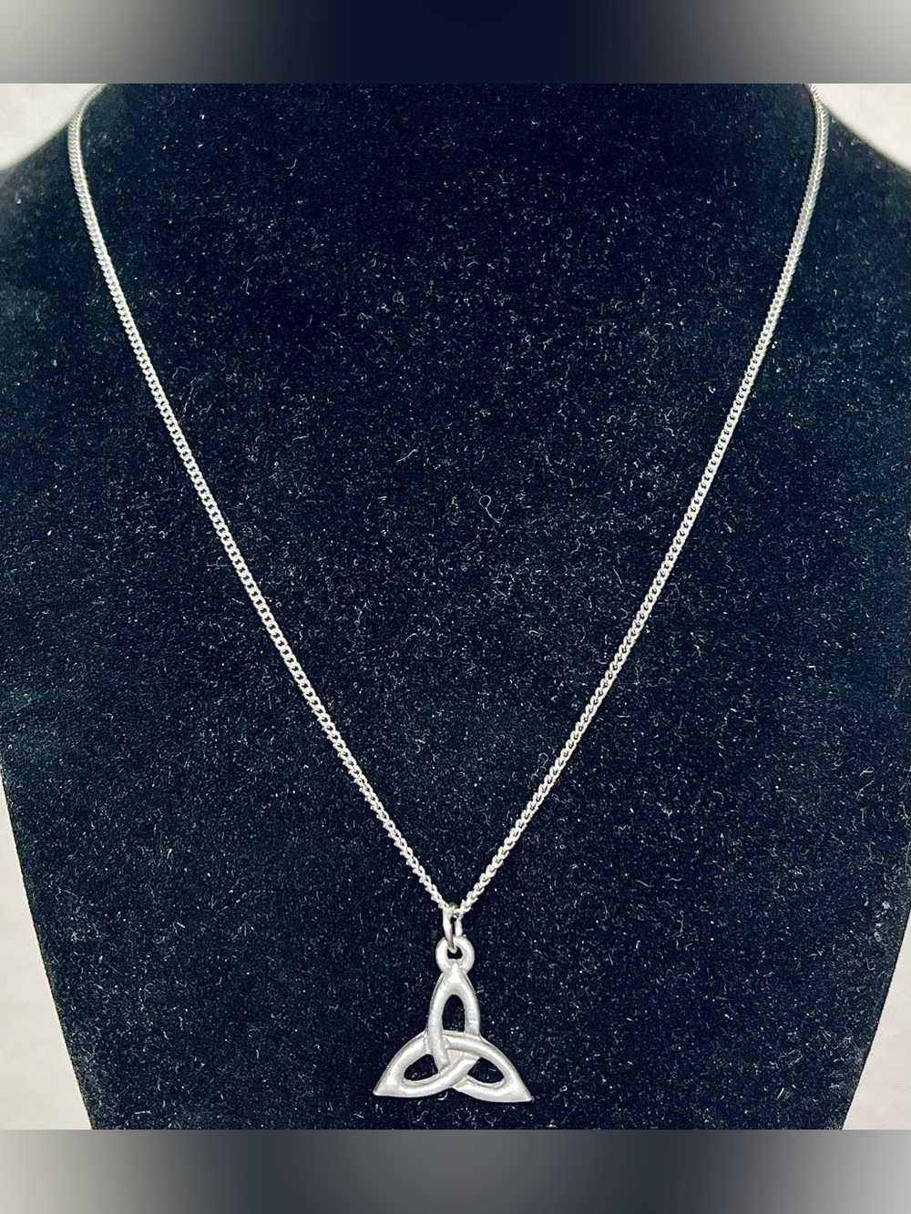 Vintage Silver Tone Trinity Knot Pendant Necklace